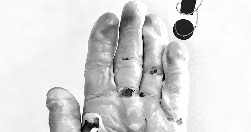 Detalle del catálogo. Una mano con heridas