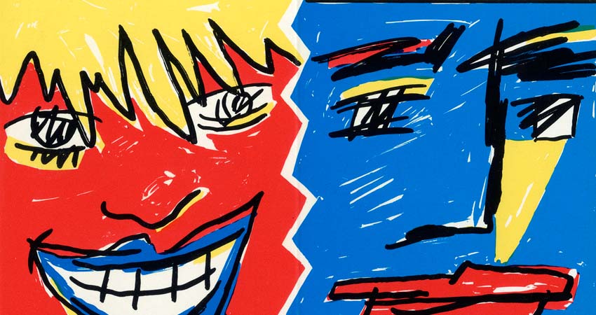 Drawing of a woman's and a man's face