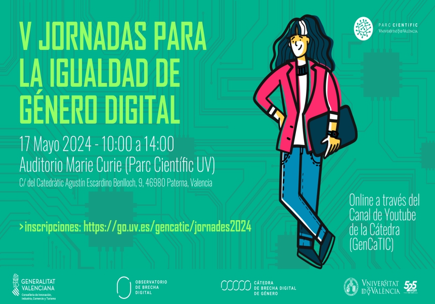 La Càtedra de Bretxa Digital de Gènere UV-GVA organitza las V Jornades per a la Igualtat de Gènere Digital