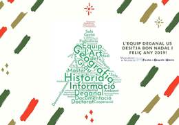 La Facultat de Geografia i Història os desea Feliz Navidad y Próspero Año Nuevo 2019