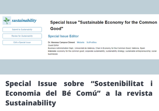Publicat el Special Issue sobre “Sostenibilitat i Economia del Bé Comú” en la revista Sustainability