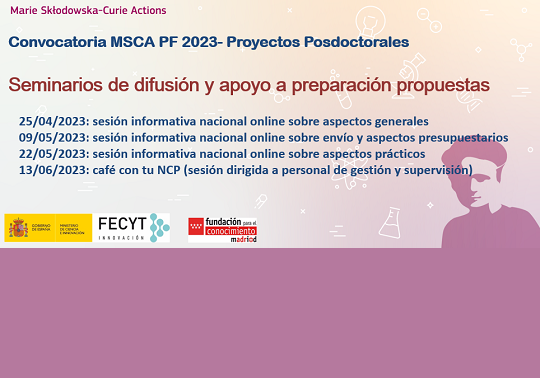 Webinarios convocatoria becas postdoctorales Marie Sklodowska-Curie de Horizonte Europa