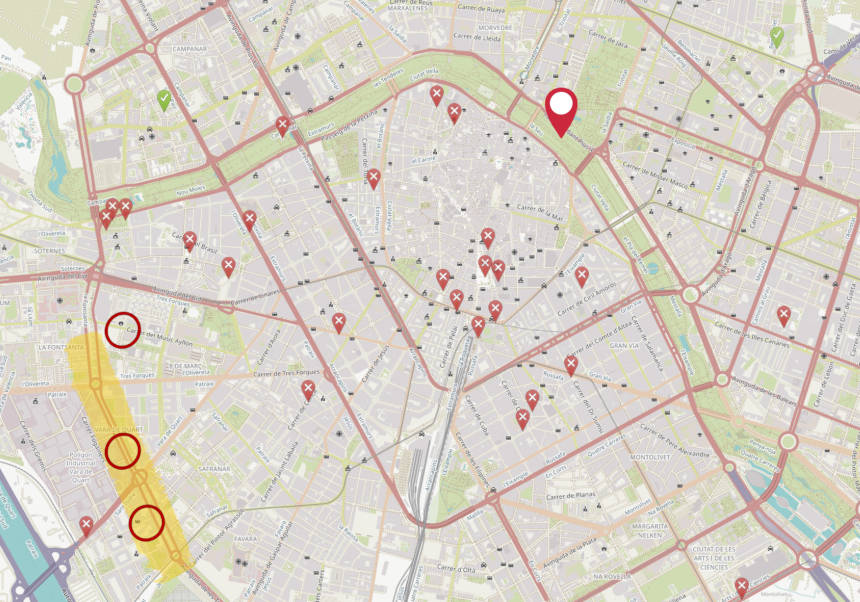 Punteo de un mapa de València.