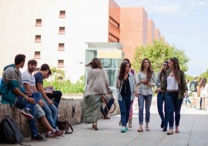 Estudiantes i estudiants, al Campus dels Tarongers de la Universitat de València.