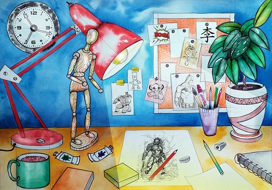An artist's table