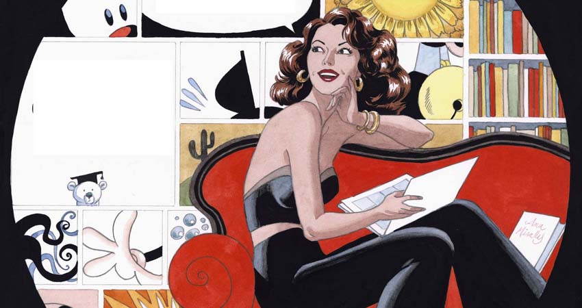 Drawing of a woman sitting reading