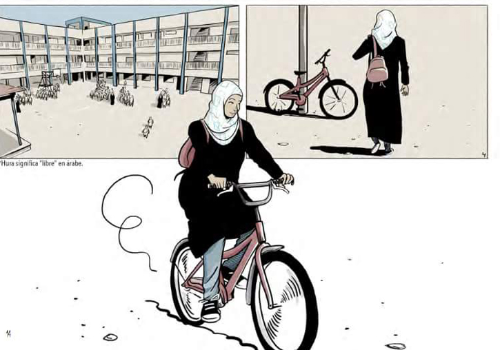 Imatge del còmic ‘Gaza Amal: Historietes de dones valentes a la franja de Gaza'.