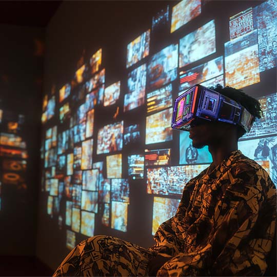 Una persona con gafas de realidad virtual