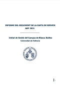 Imatge de la coberta i enllaç a l'Informe seguiment 2023 de la carta de serveis de la Unitat de campus de Blasco Ibañez