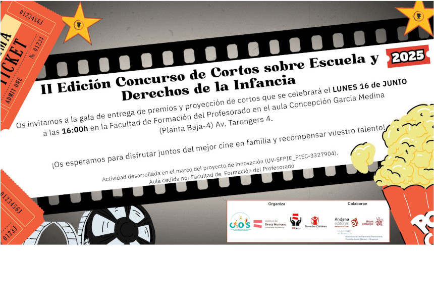 Cartell Lliurament de reconeixements de la II Edició Concurs de Curtmetratges sobre Escola i Drets de la Infància