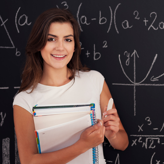 Girl on a blackboard