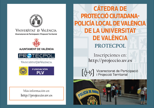 cartel de la jornada con foto parcial del hombro de un policía con la distinción