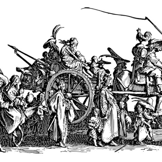 Dibuix de gent caminant i amb carro