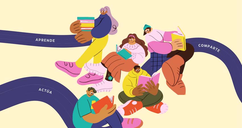 Dibujo de gente leyendo