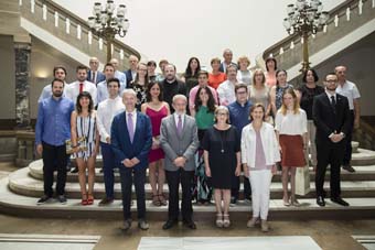 The awarded students with the university representatives.