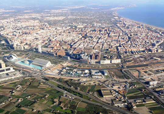 Visió aèria de la ciutat de València.