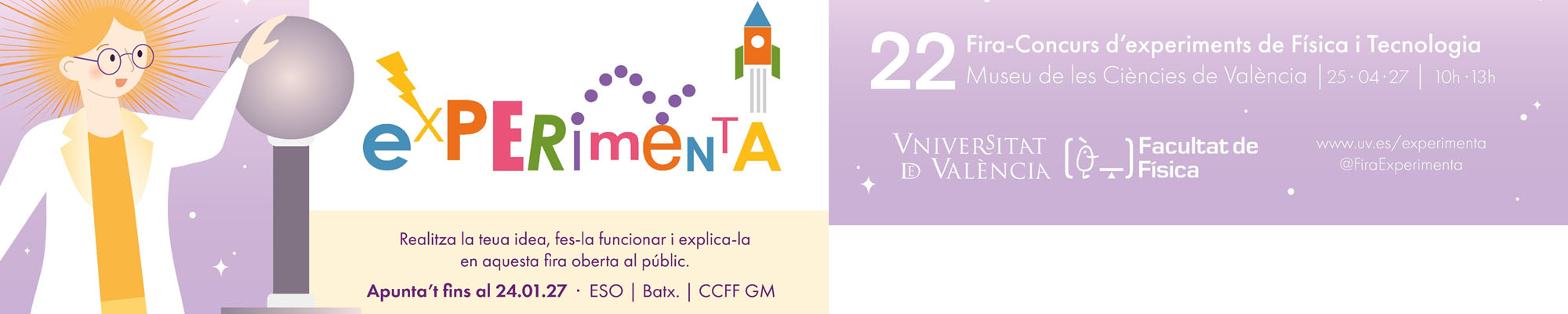 La Universitat de València convoca la Fira Experimenta per a implicar l’estudiantat d’ESO i Batxiller en ciències STEM. 
