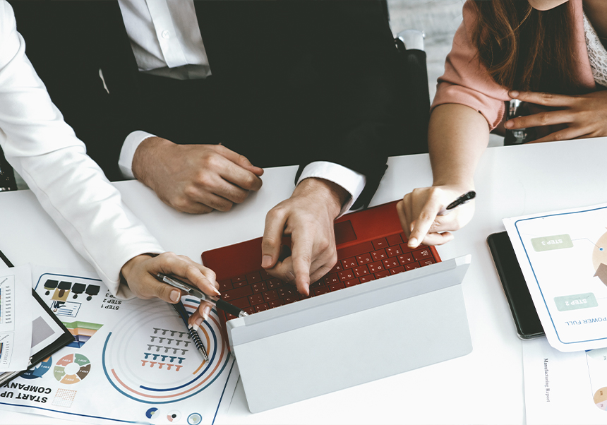 People working as a team