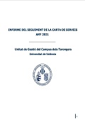 Imatge de la coberta i enllaç a l'Informe seguiment 2022 de la carta de serveis de la Unitat de campus de Tarongers