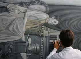 Proceso de restauración de una de las obras.