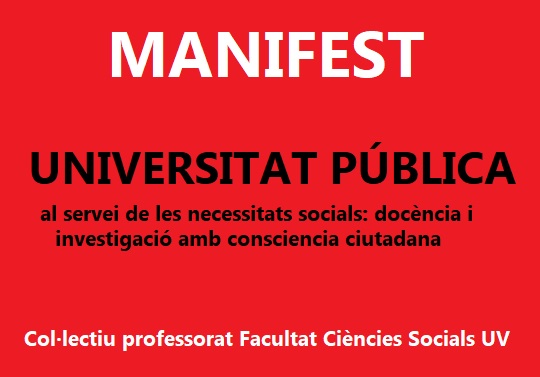 Manifest Universitat Pública als ervei de la societat