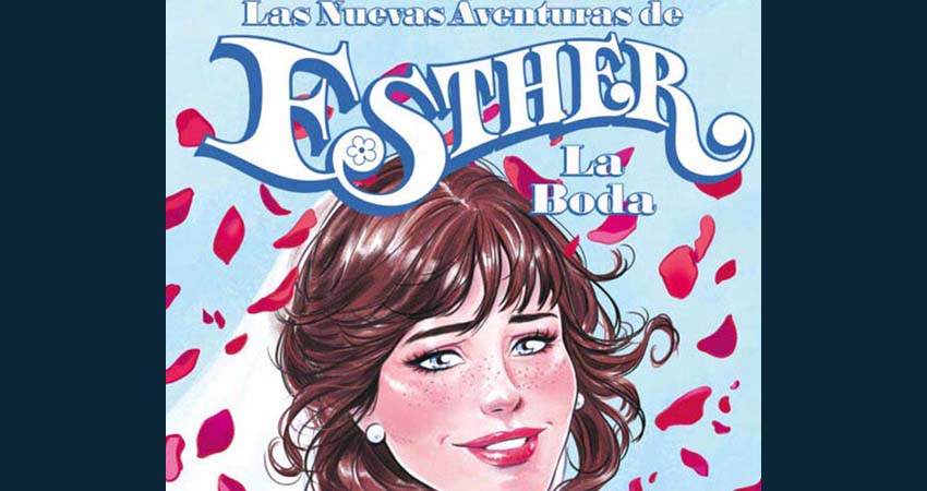 Portada del cómic. Dibujo de una mujer con traje de novia y ramo de flores
