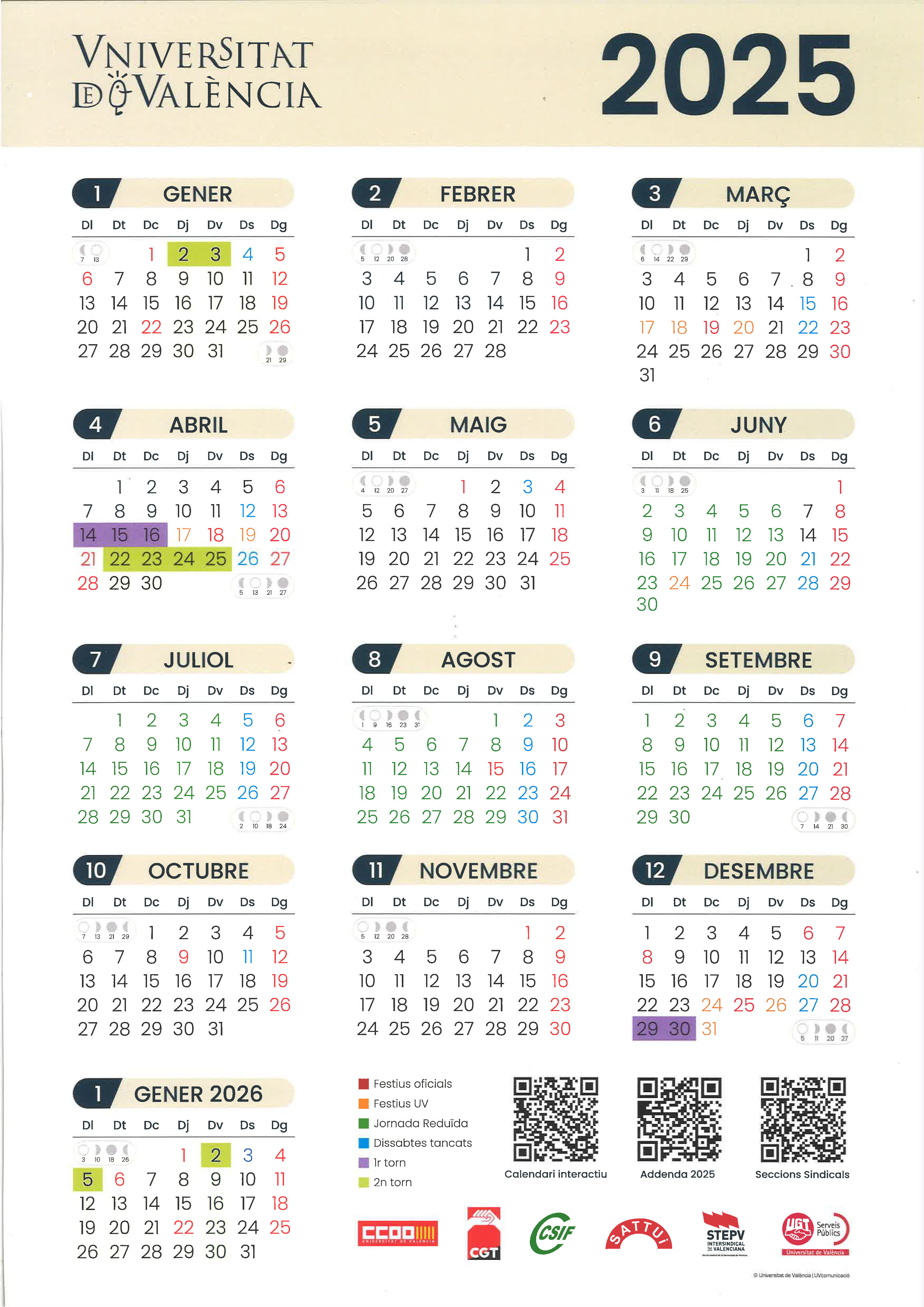 Calendari laboral UVEG 2025