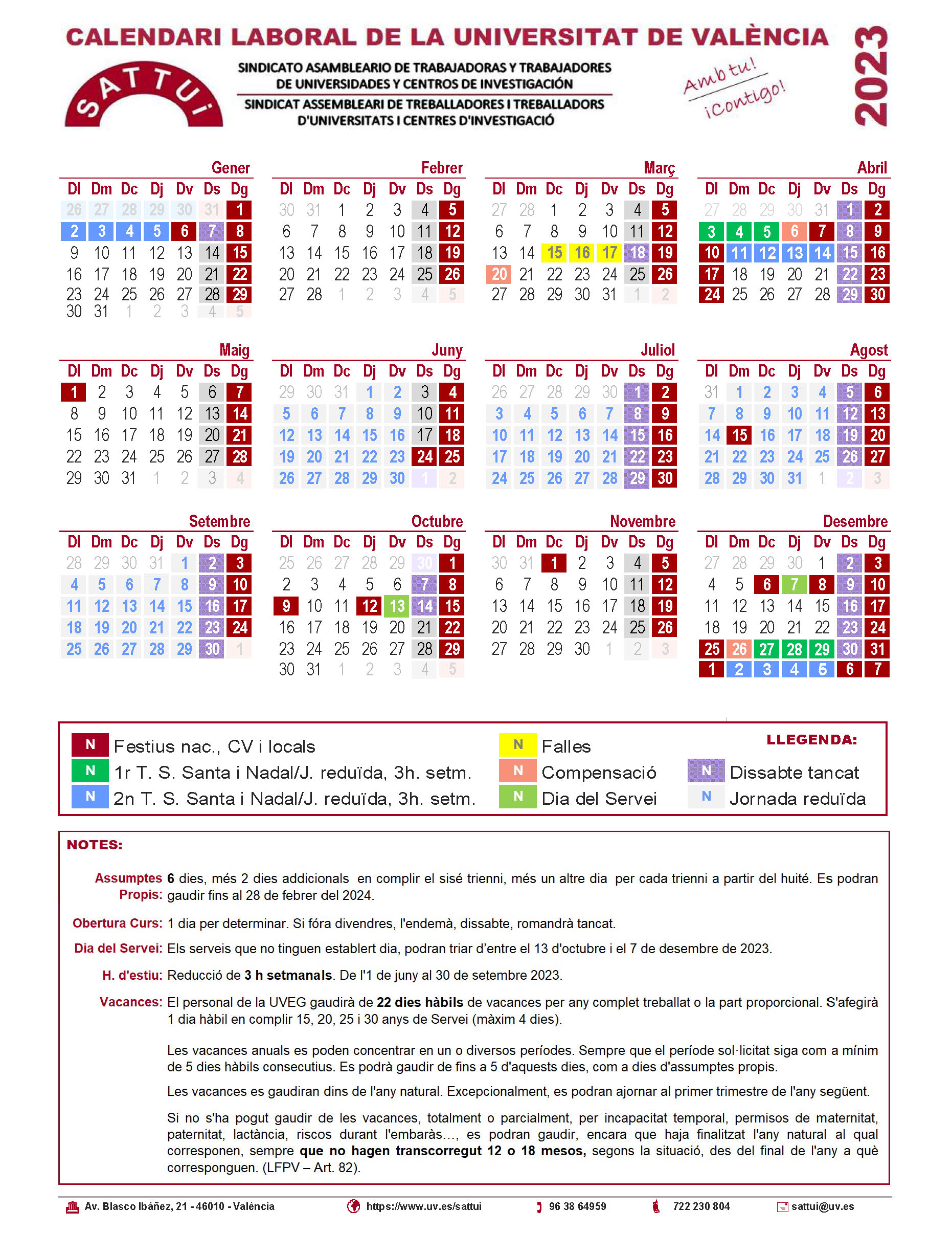 Calendari laboral UVEG 2023