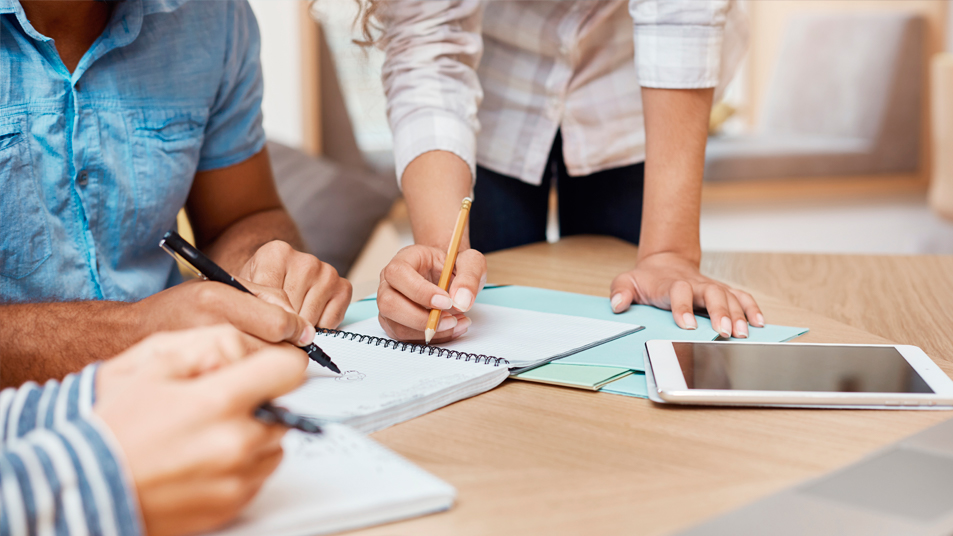 Table in a project meeting
