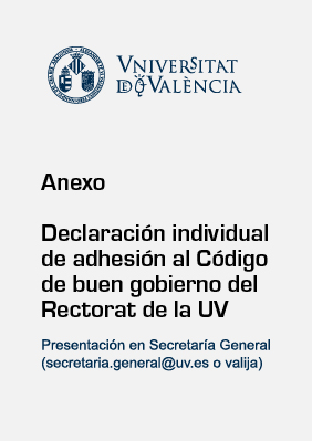 Se abrirá una nueva ventana. Anexo - Declaración individual de adhesión al Código de buen gobierno del Rectorat de la UV (.docx)