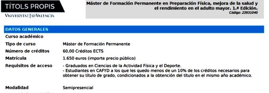 Información sobre el Máster, recorte del ADEIT