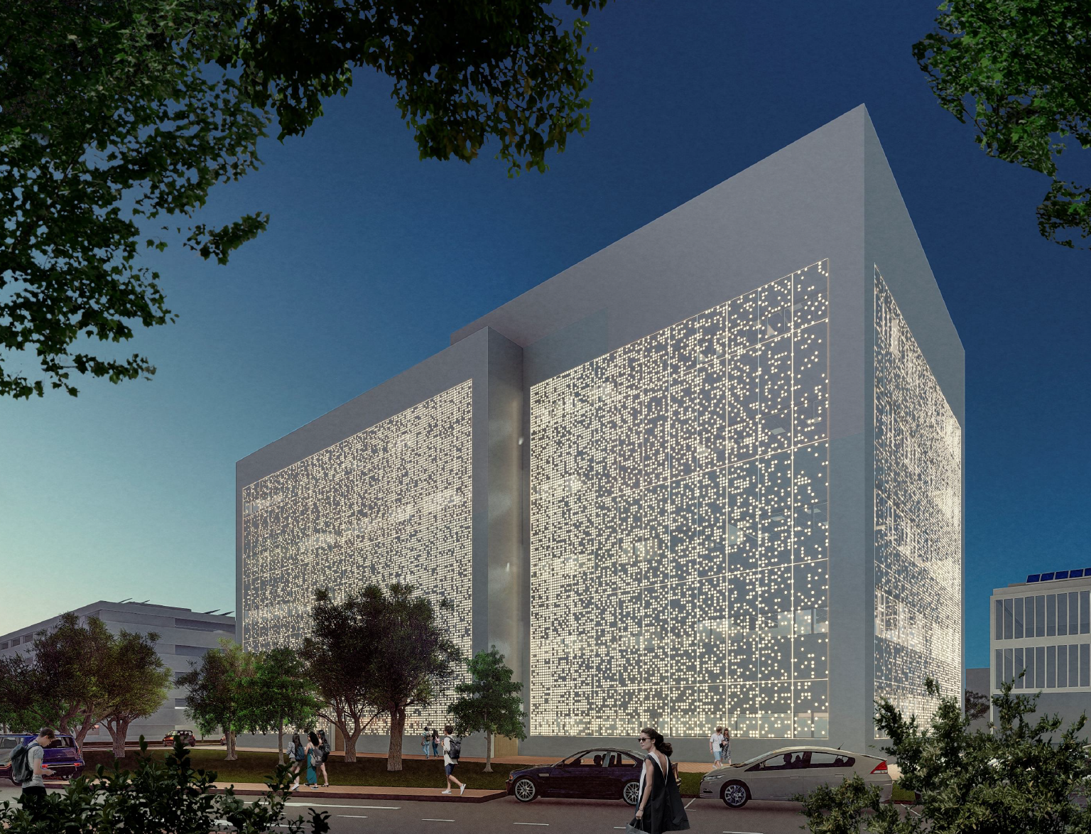 Fachada norte por la noche