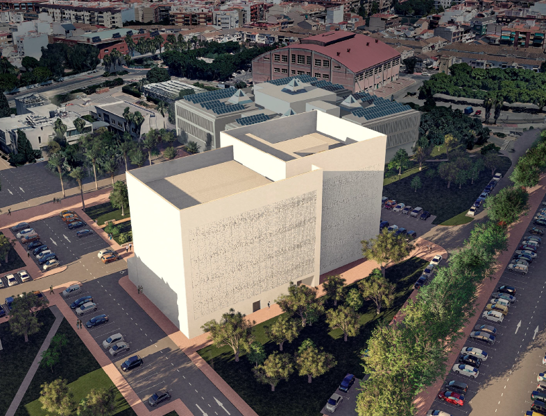 Vista aérea del edificio desde el norte