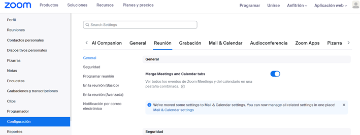 Configuració de zoom