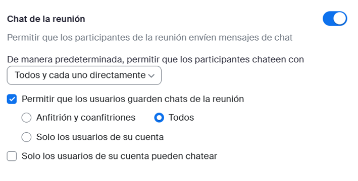 Chat de la reunión