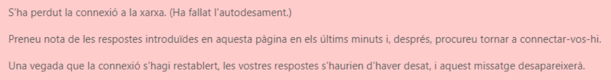 Exemple de tall de conexió fent un exàmen a l'aula virtual