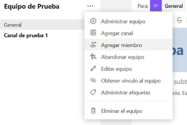 Agregar membre a Equips de Microsoft teams