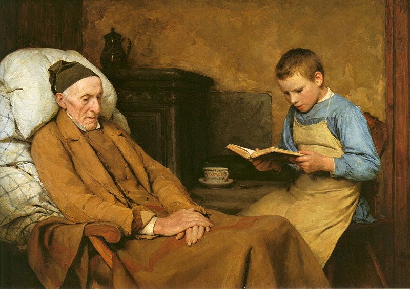 Obra: Oraciones al abuelo (Albert Anker)