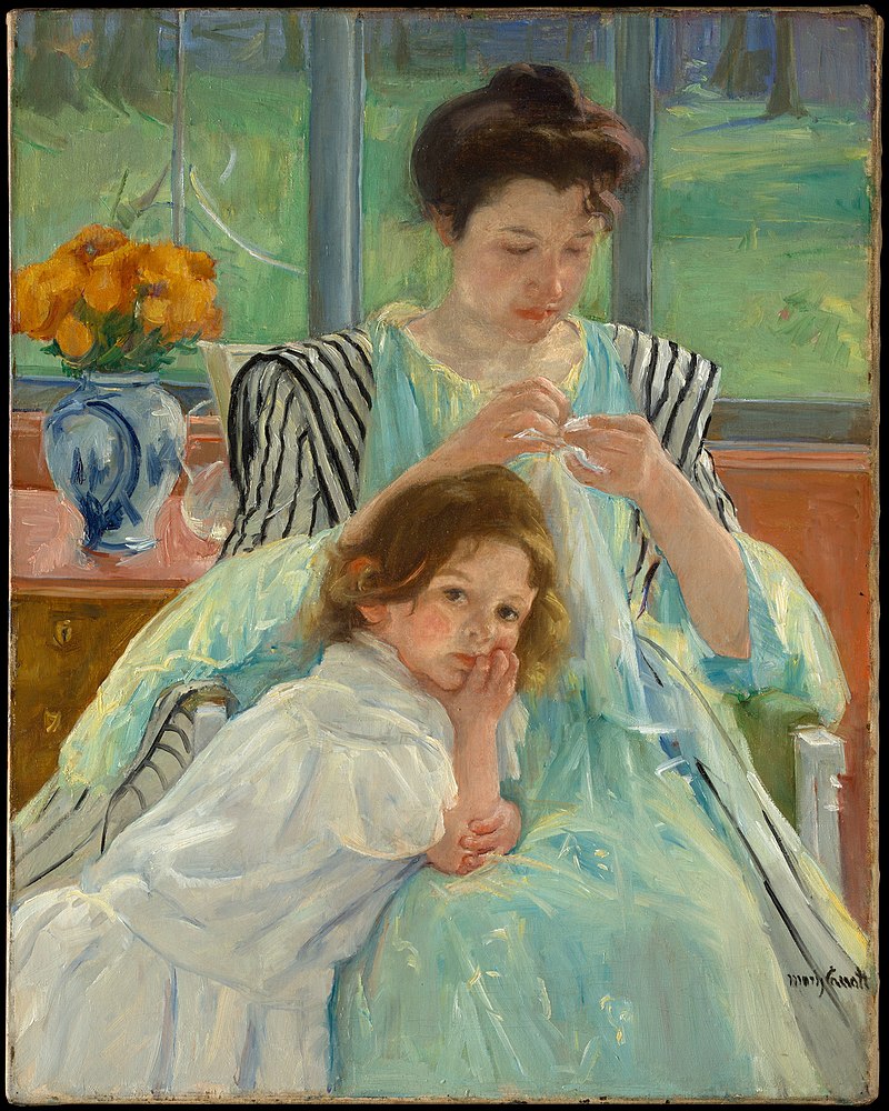 Pintura: "Madre Joven Cosiendo"
