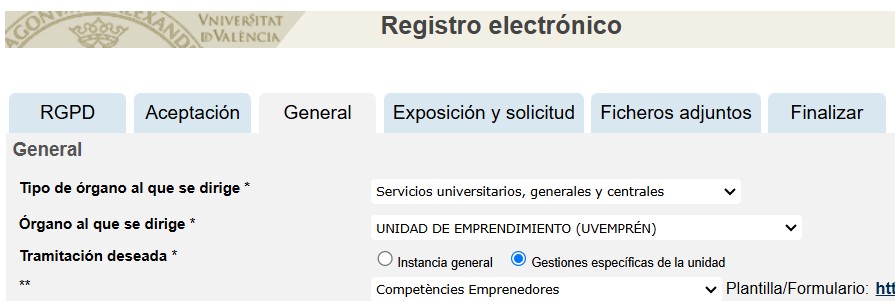 Instancia general - Certificado