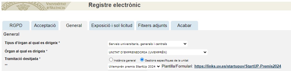 instancia general - startup-premis