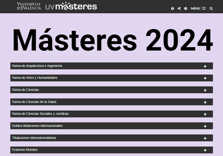 Master's degrees offered at the UV