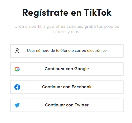 Creació de compte TikTok