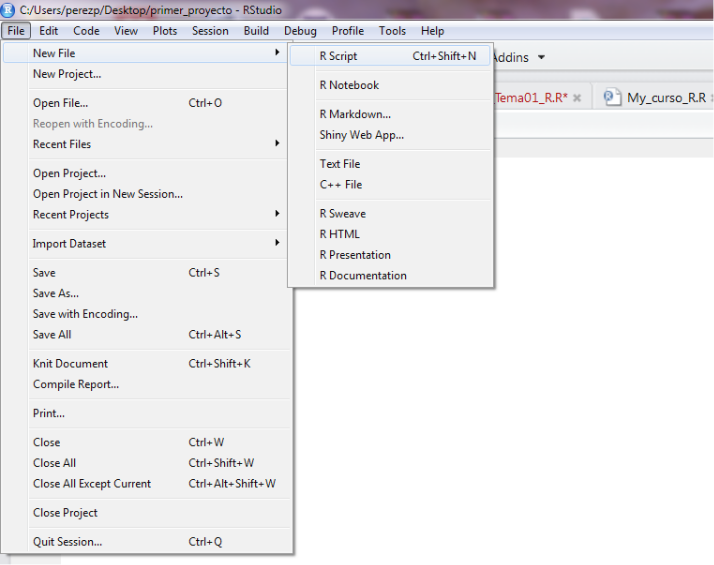 Figura 6. Generar un R script