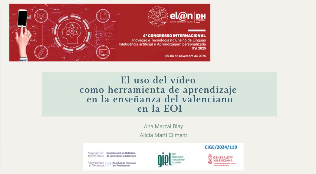 Cartell de VIDECOM dins de IV Congreso Internacional Innovación y Teconología en la Enseñanza de Lenguas