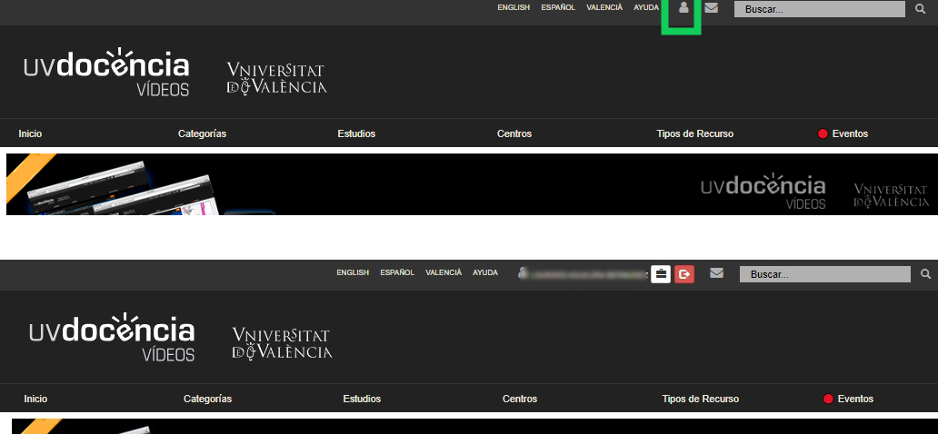 Figura 1. Inicio de sesión en Portal Vídeos UV