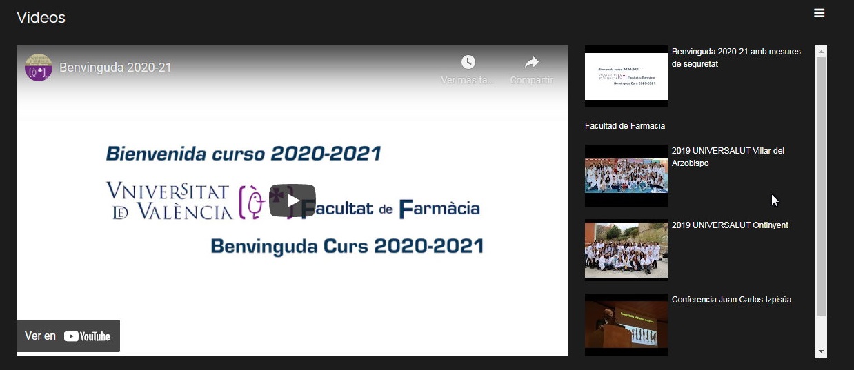 component llista de videos youtube