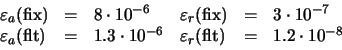 \begin{displaymath}\begin{array}{llllll}\varepsilon_{a}(\mathrm{fix}) & = & 8 ......arepsilon_{r}(\mathrm{flt}) & = & 1.2 \cdot 10^{-8}\end{array}\end{displaymath}